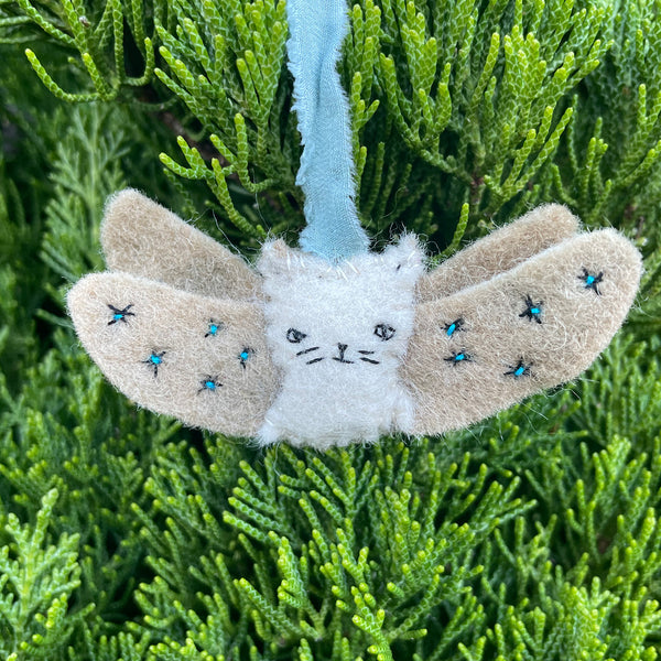 Kitten Angel Christmas Ornament Sterling Silver, Cat Lover Gift, sale Silver Angel Cat Ornament, Handmade Sterling Silver Fine Cat Collectible