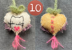 new batch! heavily stitched dog & cat wool felt hearts (fundraiser for pasadena humane)