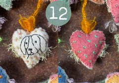 heavily stitched dog & cat wool felt hearts (fundraiser for pasadena humane)