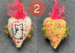 new batch! heavily stitched dog & cat wool felt hearts (fundraiser for pasadena humane)