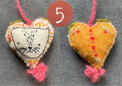 new batch! heavily stitched dog & cat wool felt hearts (fundraiser for pasadena humane)