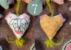 heavily stitched dog & cat wool felt hearts (fundraiser for pasadena humane)