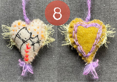 new batch! heavily stitched dog & cat wool felt hearts (fundraiser for pasadena humane)