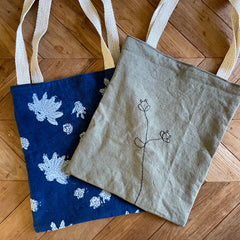 botanical plant-dyed market tote bag