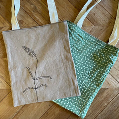 botanical plant-dyed market tote bag