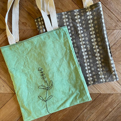 botanical plant-dyed market tote bag