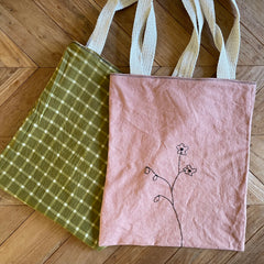 botanical plant-dyed market tote bag