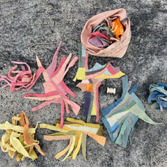 bag of plant-dyed wool felt scraps (from my dye garden!)