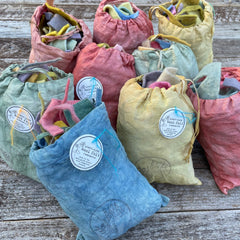 bag of plant-dyed wool felt scraps (from my dye garden!)