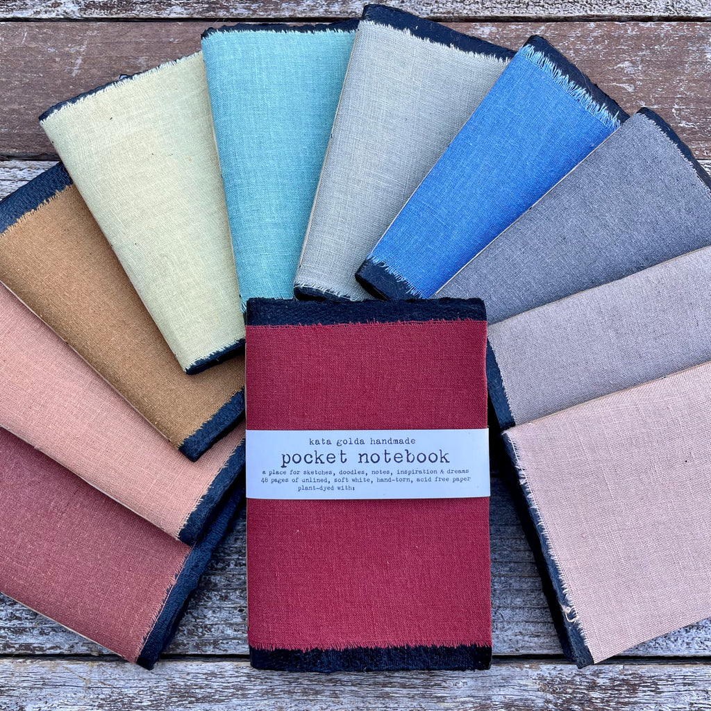 raw edge linen pocket notebook