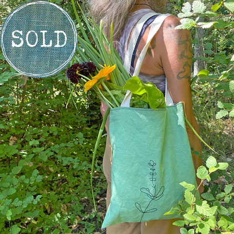 botanical plant-dyed market tote bag