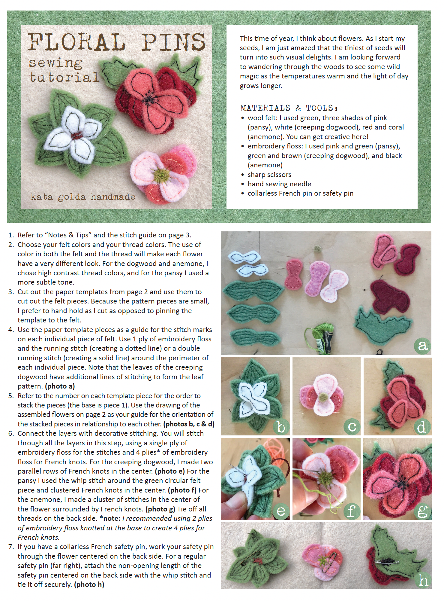 free sewing tutorial: flower stem – kata golda handmade